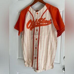 Old Skool Pinstripe Short Sleeve Button Up Shirt With Matching Cap NWT